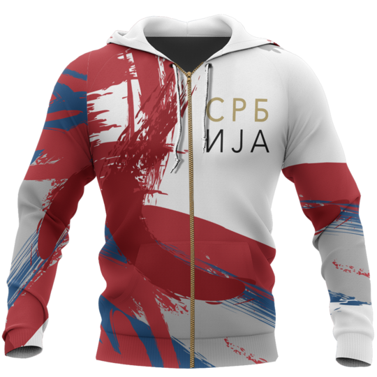 Serbia Athletic Spirit Pullover Hoodie ZIPNNK 031-Apparel-NNK-Zipped Hoodie-S-Vibe Cosy™