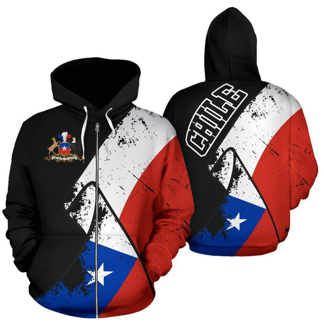 Chile Special Grunge Flag Hoodie NNK 093-Apparel-NNK-Hoodie-S-Vibe Cosy™