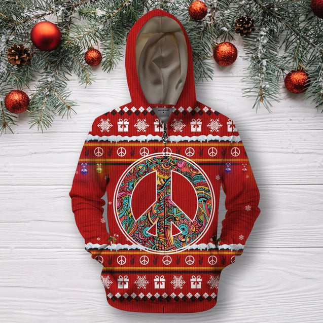 3D All Over Print christmas Hippie Hoodie-Apparel-HD09-Zipped Hoodie-S-Vibe Cosy™