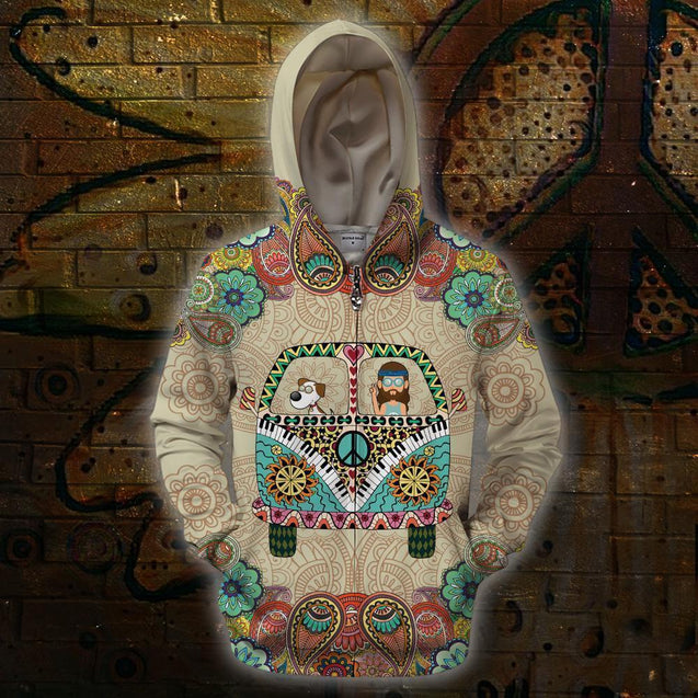 Dog Hippie 3D All Over Printed Shirts for Men and Women TT-Apparel-TT-Zipped Hoodie-S-Vibe Cosy™