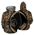 Hawaii Polynesian Tribal Hoodie - Circle Style Gold Color 2.0 - AH-ALL OVER PRINT HOODIES (P)-Phaethon-Zip-Up Hoodie-S-Vibe Cosy™