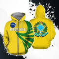 Brasil Coat Of Arms Hoodie - Warrior Style-Apparel-Phaethon-Zipped Hoodie-S-Vibe Cosy™