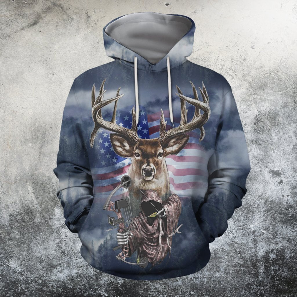 3D All Over Printed American flag reindeer Hoodie-Apparel-HP Arts-Hoodie-S-Vibe Cosy™