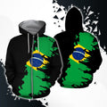 Brasil Flag Painting Hoodie-Apparel-Phaethon-Zipped Hoodie-S-Vibe Cosy™