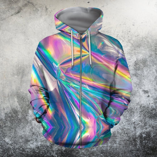 3D All Over Print 3D Holographic folds-Apparel-HD09-Zipped Hoodie-S-Vibe Cosy™