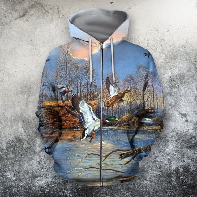 Duck-hawk Hunting 3D All Over Printed Shirts-Apparel-HP Arts-ZIPPED HOODIE-S-Vibe Cosy™