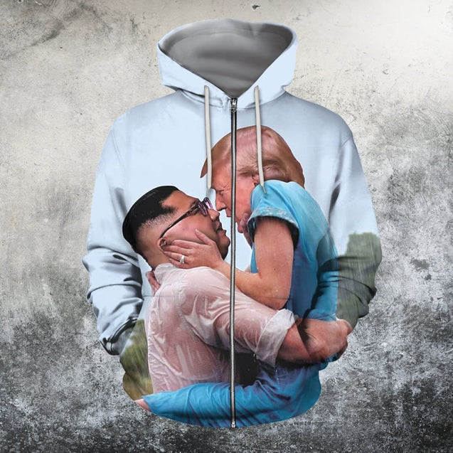 3D All Over Print Trump and Kim Jong Un The notebook-Apparel-HD09-Zipped Hoodie-S-Vibe Cosy™