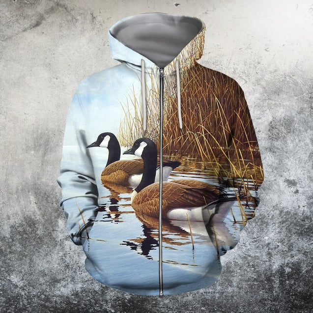 3D All Over Printed Two Canada Geese Shirts-Apparel-HP Arts-ZIPPED HOODIE-S-Vibe Cosy™