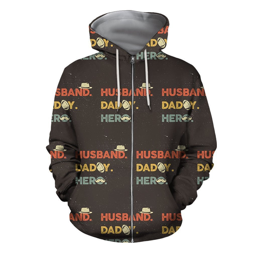 3D All Over Husband daddy Hero Hoodie-Apparel-Khanh Arts-Zipped Hoodie-S-Vibe Cosy™