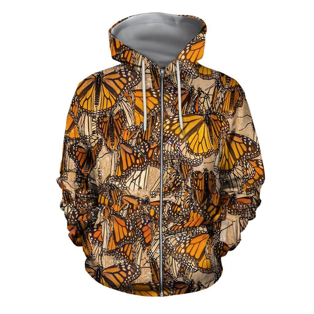 3D All Over Print Butterflies Hoodie-Apparel-Khanh Arts-Zipped Hoodie-S-Vibe Cosy™