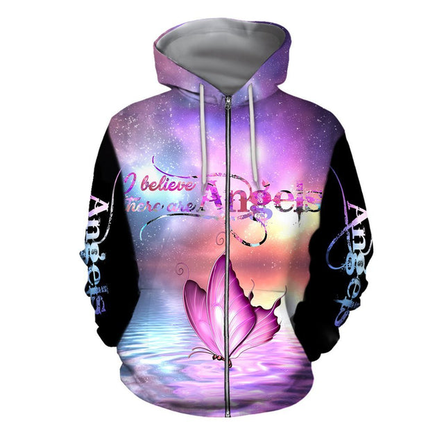 3D All Over Print Pink Butterfly Art Hoodie NNK-Apparel-NNK-Zipped Hoodie-S-Vibe Cosy™