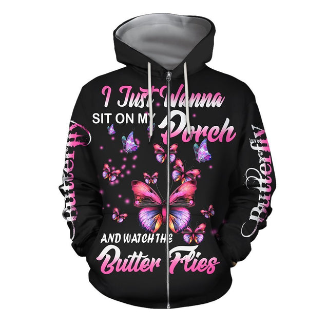 3D All Over Print Amazing Butterfly Art Hoodie-Apparel-Khanh Arts-Zipped Hoodie-S-Vibe Cosy™