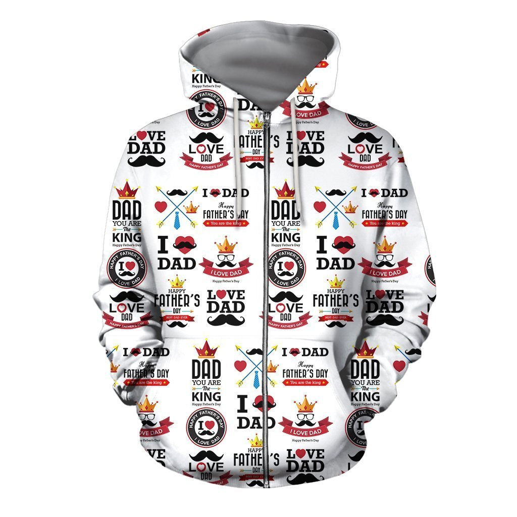 3D All Over I Love Dad Hoodie-Apparel-Khanh Arts-Zipped Hoodie-S-Vibe Cosy™