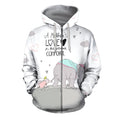 3D All Over Print Love Mother Elephant Hoodie-Apparel-Khanh Arts-Zipped Hoodie-S-Vibe Cosy™