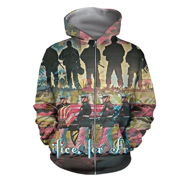 All Over Printed Sacrifice For Freedom Shirts-Apparel-HP Arts-ZIPPED HOODIE-S-Vibe Cosy™