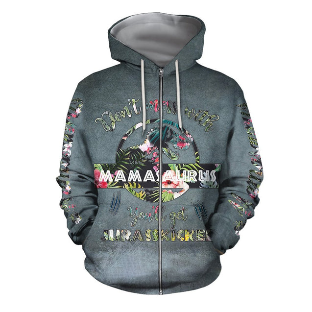 3D All Over Print Loved Mamasaurus Hoodie-Apparel-Khanh Arts-Zipped Hoodie-S-Vibe Cosy™