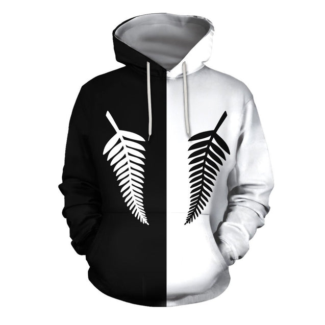 NEW ZEALAND SILVER FERN IN B&W STYLE HOODIE C1-Apparel-Khanh Arts-Hoodie-S-Vibe Cosy™