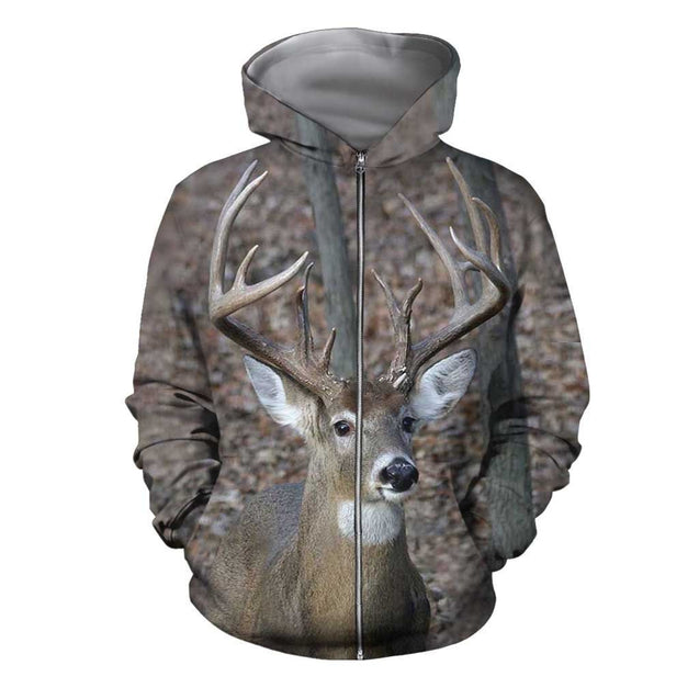 3D Printed Deer Clothes-Apparel-6teenth World-ZIPPED HOODIE-S-Vibe Cosy™