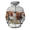 3D All Over Printed Highland Cows Shirts and Shorts-Apparel-6teenth World-ZIPPED HOODIE-S-Vibe Cosy™