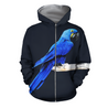 3D All Over Print Blue Parot Hoodie-Apparel-PHL-Zipped Hoodie-S-Vibe Cosy™