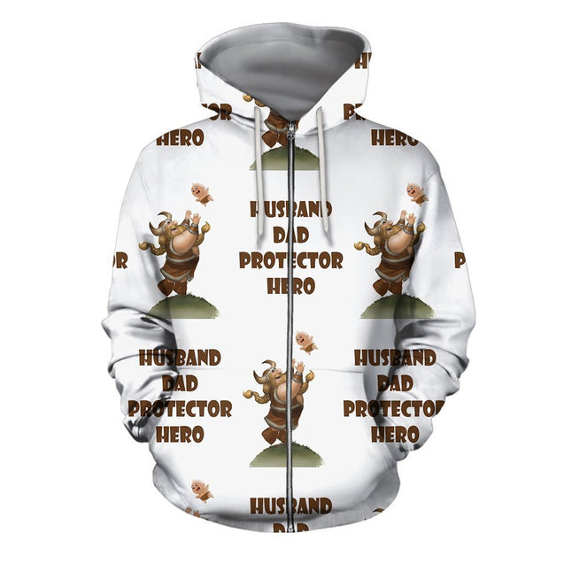 3D All Over Print Husband Dad Protector Hero-Apparel-Khanh Arts-Zipped Hoodie-S-Vibe Cosy™