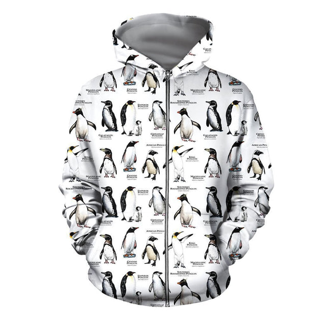 3D All Over Printed Penguins of the World Shirts And Shorts-Apparel-HP Arts-ZIPPED HOODIE-S-Vibe Cosy™