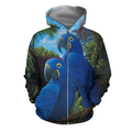 3D All Over Print Blue Parrot Love Hoodie-Apparel-PHL-Zipped Hoodie-S-Vibe Cosy™
