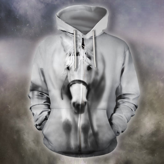 All Over Print White Horse-Apparel-Phaethon-Zip-S-Vibe Cosy™