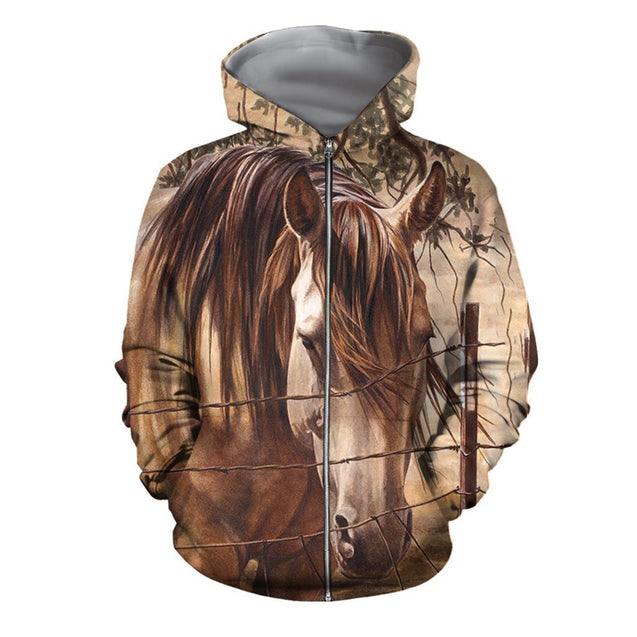 3D All Over Printed Horse Art-Apparel-HP Arts-ZIPPED HOODIE-S-Vibe Cosy™