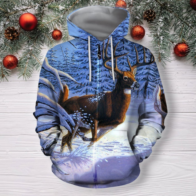 3D All Over Print Deer Running Art Shirts-Apparel-Phaethon-Zip-S-Vibe Cosy™