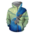 3D All Over Print Parrot Blue Love Hoodie-Apparel-PHL-Zipped Hoodie-S-Vibe Cosy™