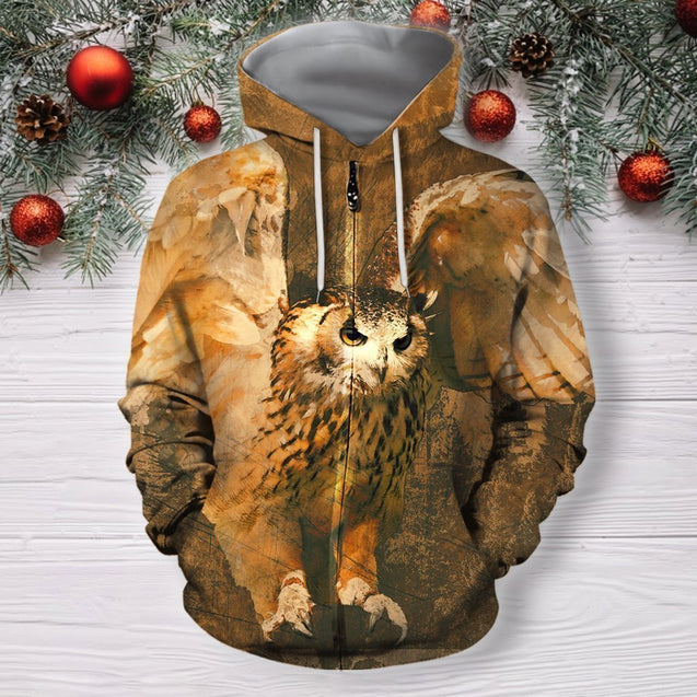 3D All Over Print Owl Flying Shirts-Apparel-Phaethon-Zip-S-Vibe Cosy™
