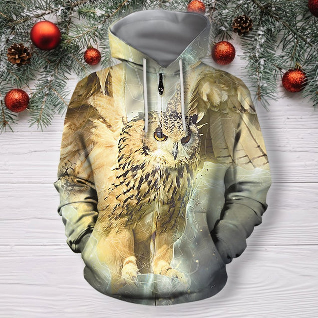 3D All Over Print Fly Owl Hunter Hoodie-Apparel-Phaethon-Zip-S-Vibe Cosy™
