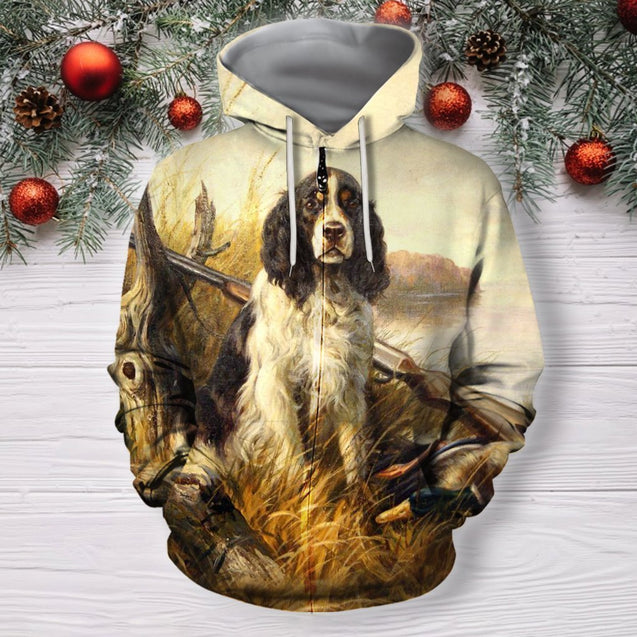 3D All Over Print Hunting Dog Duck Hoodie-Apparel-Phaethon-Zipped Hoodie-S-Vibe Cosy™