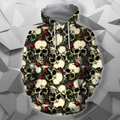 3D All Over Print Black Roses And Skulls Shirts-Apparel-Phaethon-Zip-S-Vibe Cosy™