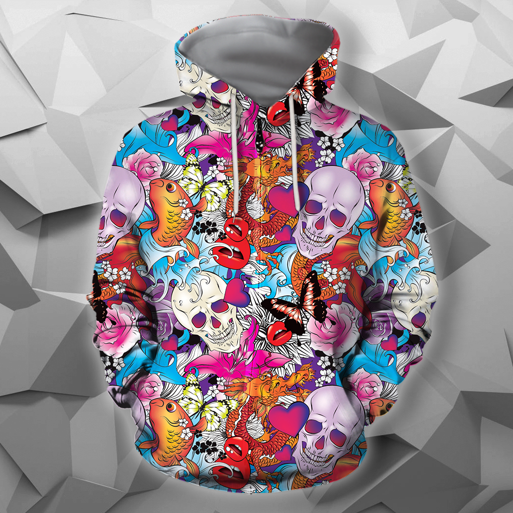 All Over Print Paisley Pattern Skull-Apparel-Phaethon-Zip-S-Vibe Cosy™