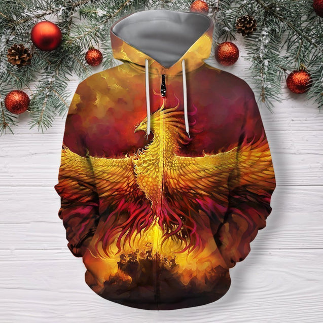 Fire Phoenix 3D All Over Printing Shirts-Apparel-Phaethon-Zip-S-Vibe Cosy™