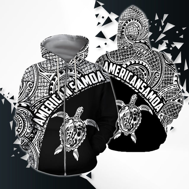 American Samoa Polynesian Hoodie -White H9-Apparel-Phaethon-Zipped Hoodie-S-Vibe Cosy™