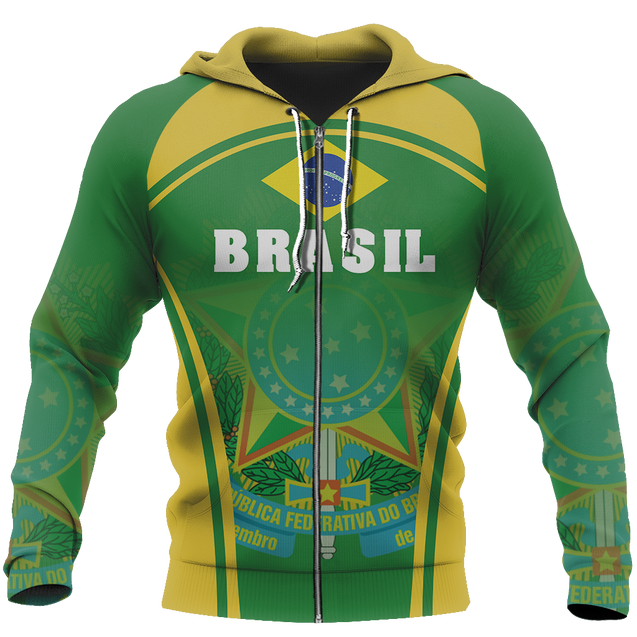 Brasil Hoodie - Sport Style-Apparel-Phaethon-Zipped Hoodie-S-Vibe Cosy™