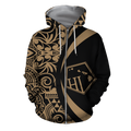 Hawaii Polynesian Tribal Hoodie - Circle Style Gold Color 2.0 - AH-ALL OVER PRINT HOODIES (P)-Phaethon-Zip-Up Hoodie-S-Vibe Cosy™