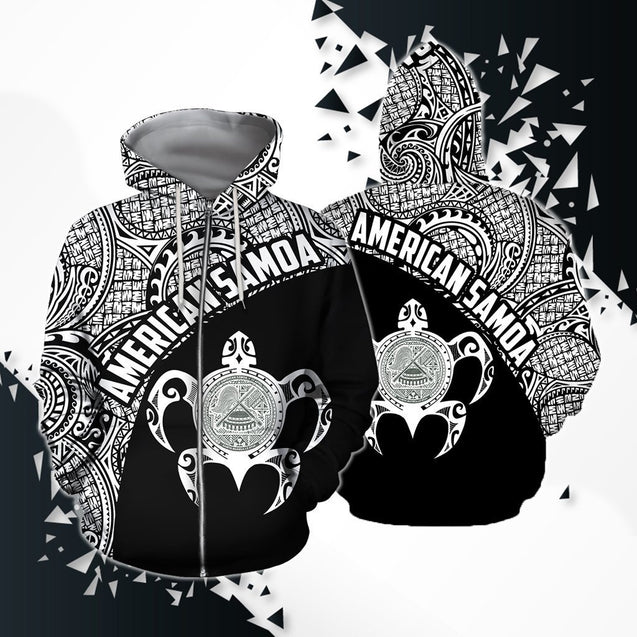 American Samoa Hoodie - White PL-Apparel-PL8386-Zipped Hoodie-S-Vibe Cosy™