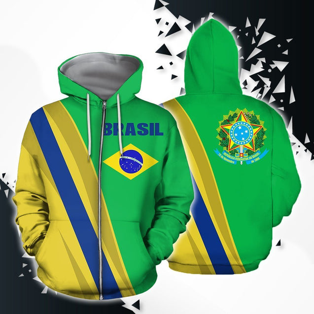 Brasil Hoodie - Special Version-Apparel-Phaethon-Zipped Hoodie-S-Vibe Cosy™