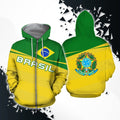 Brasil Coat Of Arms Hoodie - Vivian Style-Apparel-Phaethon-Zipped Hoodie-S-Vibe Cosy™