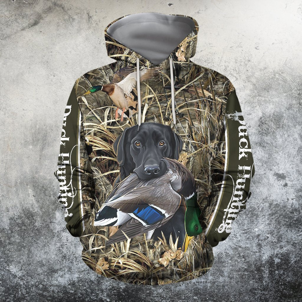 3D All Over Printed Black Dog hunting Duck Hoodie-Apparel-HP Arts-Hoodie-S-Vibe Cosy™