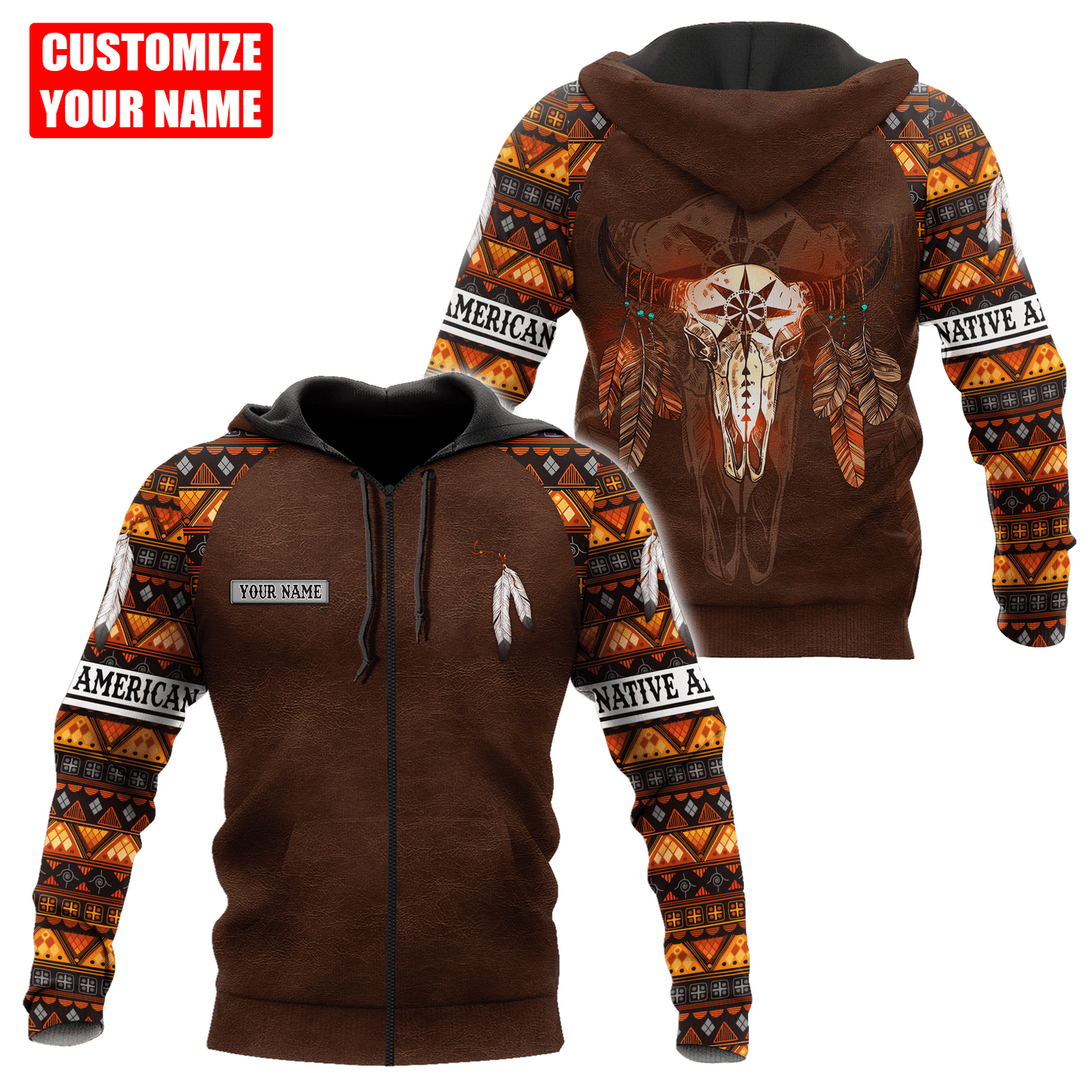 Customized Name Native American 3D All Over Printed Unisex Shirts