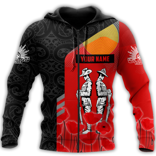 Premium Unisex Hoodie Personalized Remember Anzac Day Maori Tattoo And Aboriginal ML