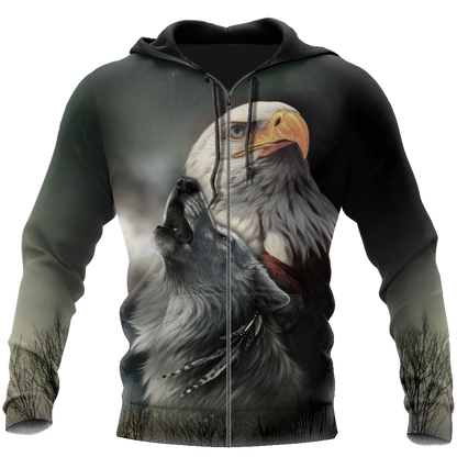 Eagle And Wolf Native American 3D Hoodie Shirt For Men And Women LAM