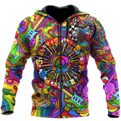 Amazing Guitar Hippie Color Hawaii Shirt ML