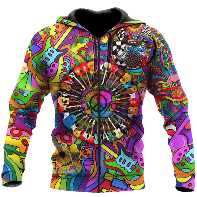 Amazing Guitar Hippie Color Hawaii Shirt ML