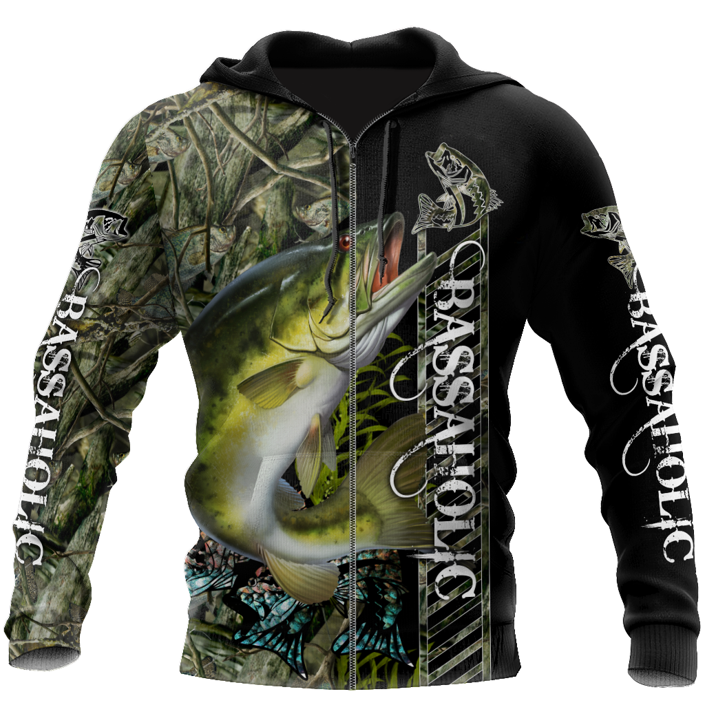 Fishaholic Bass Fishing camo unisex 3d all over printed shirts